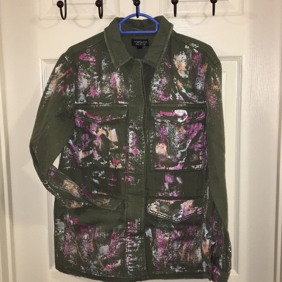 NWT Top shop Ethan Metallic foil jacket Size US4 - Picture 6 of 8